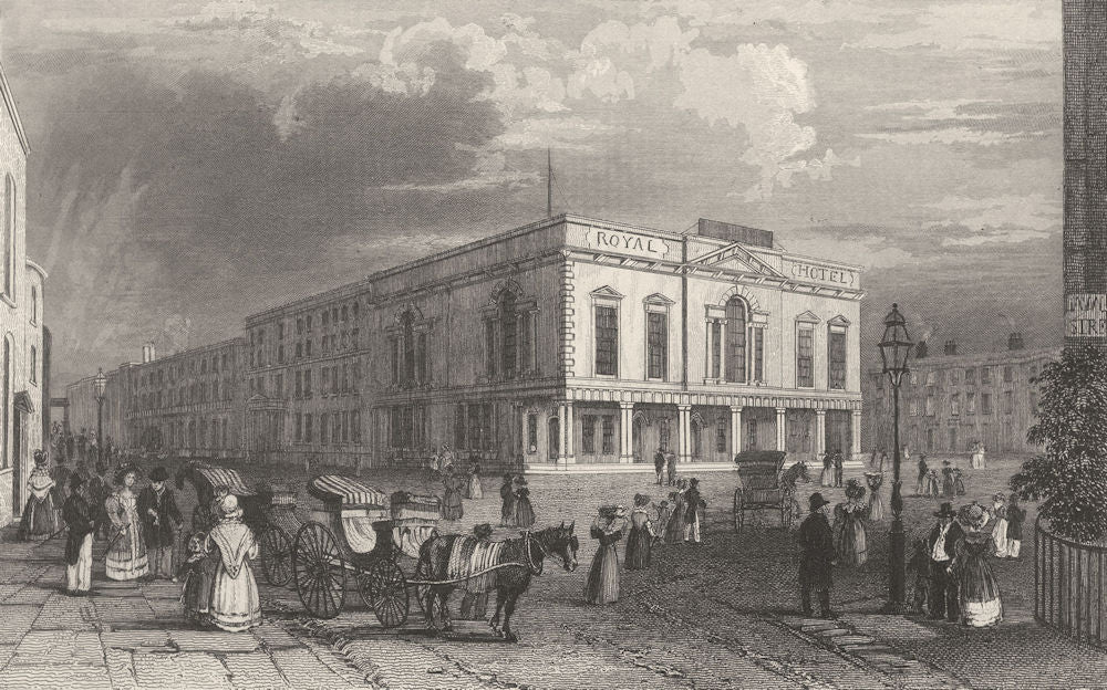 KENT. Royal Hotel, Margate. Many figures. Allen (Bartlett) 1840 old print